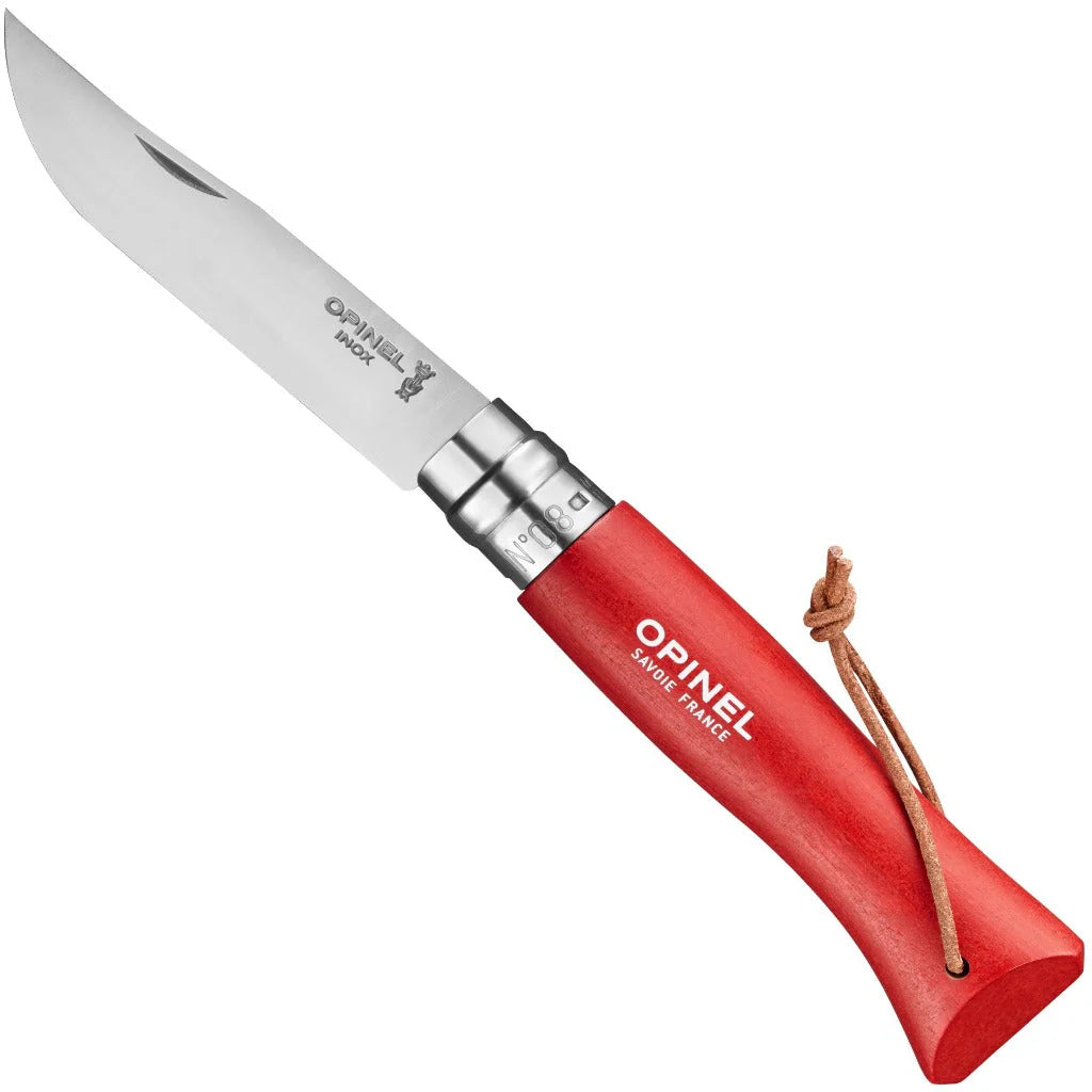 Opinel No.08 Stainless Steel Folding Knife with Lanyard