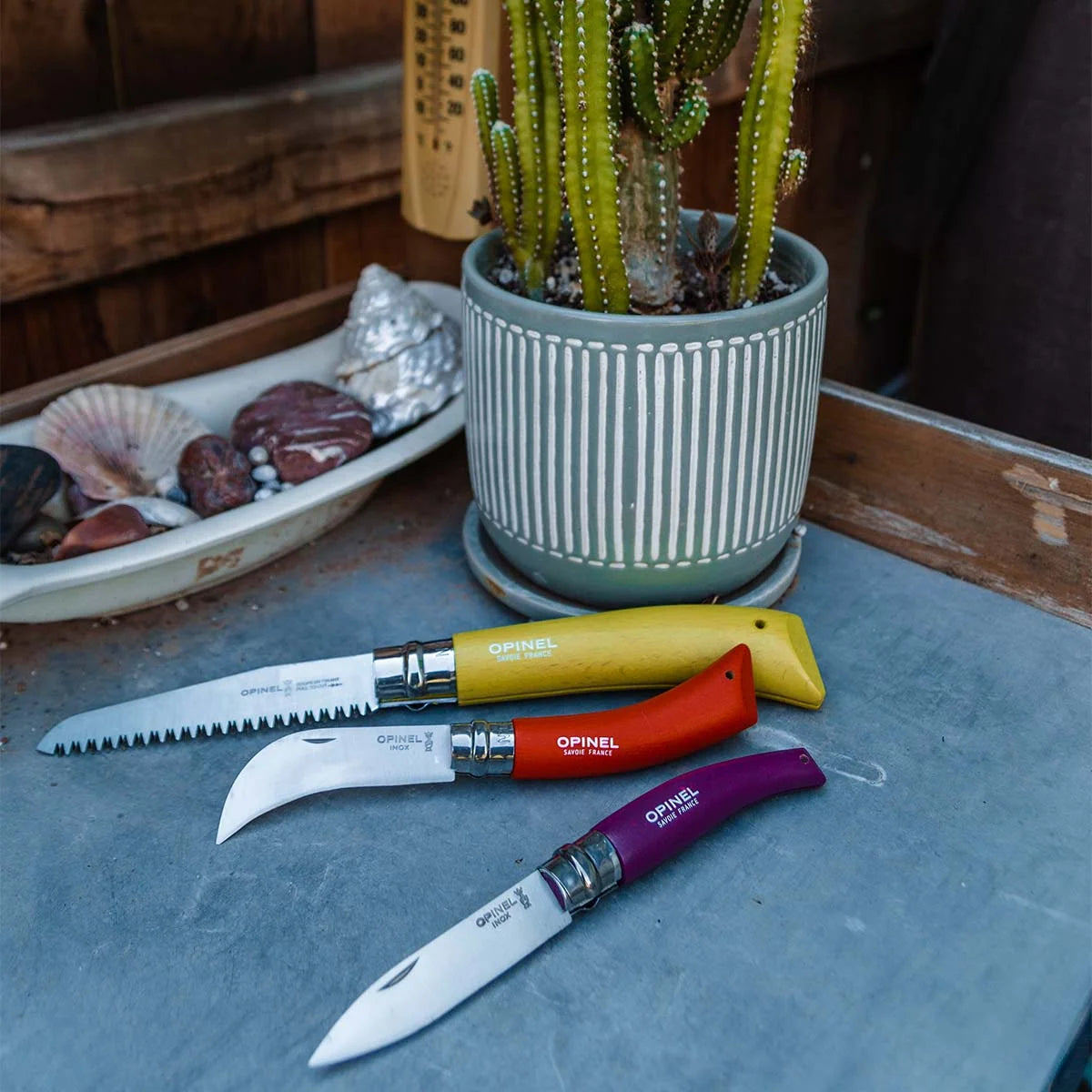 Opinel Stainless & Carbon Steel Garden Knife Trio - 3 Colors