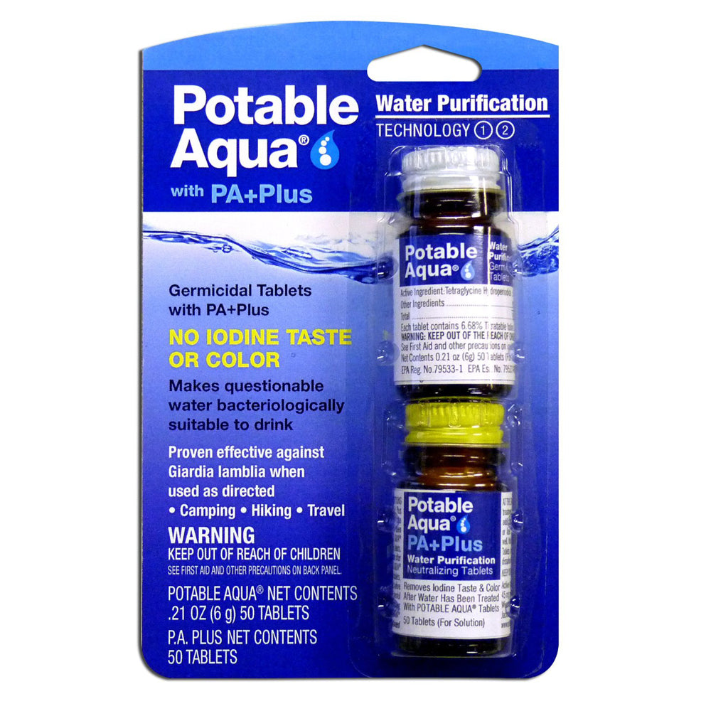 Potable Aqua Drinking Water Germicidal Tablets with PA+ Plus Neutralizing Tablets