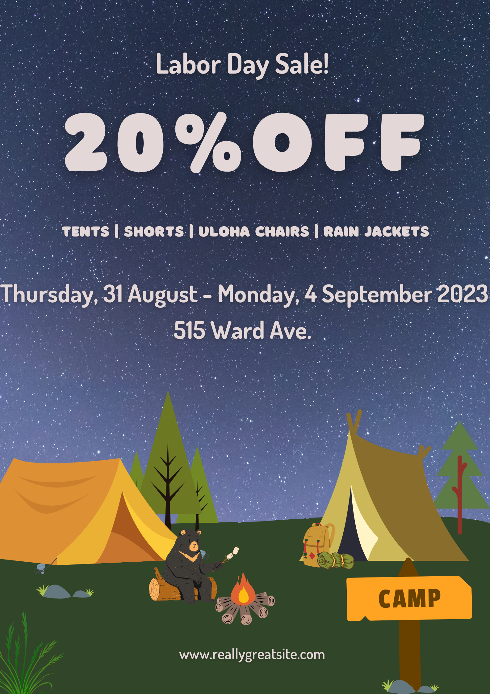 Labor Day/Uloha Birthday Sale: 20% Off Tents, Shorts, Uloha Chairs, and Rain Jackets