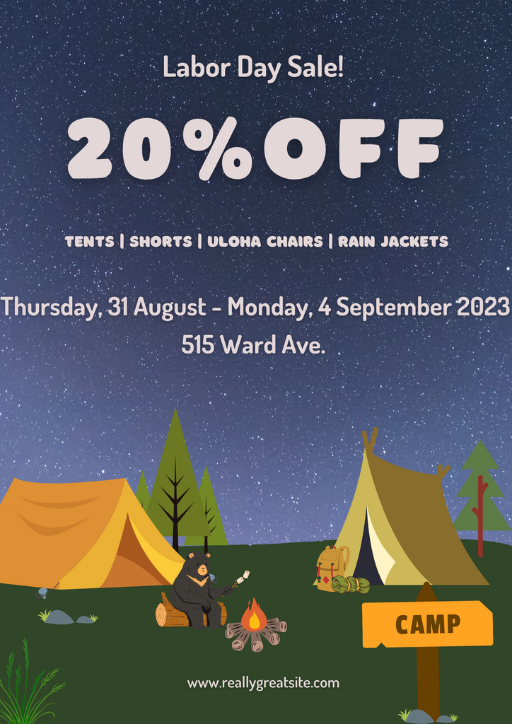 Labor Day/Uloha Birthday Sale: 20% Off Tents, Shorts, Uloha Chairs, and Rain Jackets