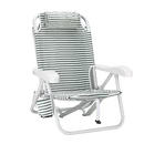 Local Beach Brush Stripe Backpack Reclining Beach Chair Green